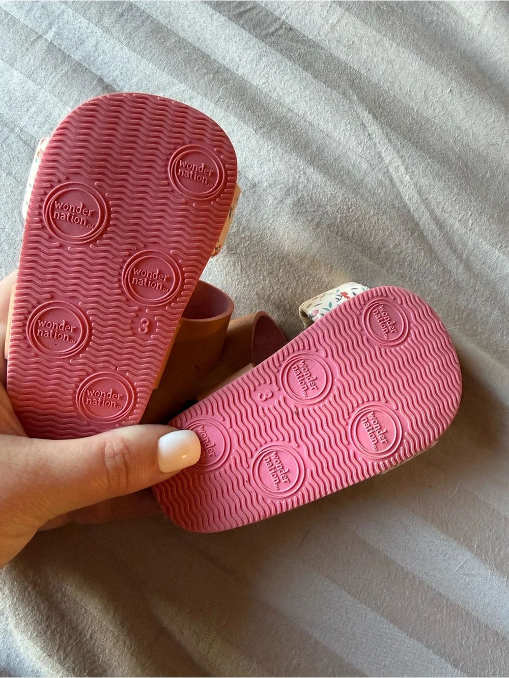 2 for $10 Wonder Nation Peach Floral Elastic-Strap Toddler Sandals